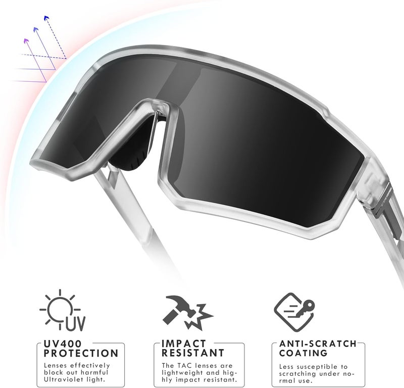 Derowern Youth Baseball Sunglasses, Kids Polarized Sports Sunglasses,UV400 Protection Glasses for Boys Girls Softball Cycling - Image 4